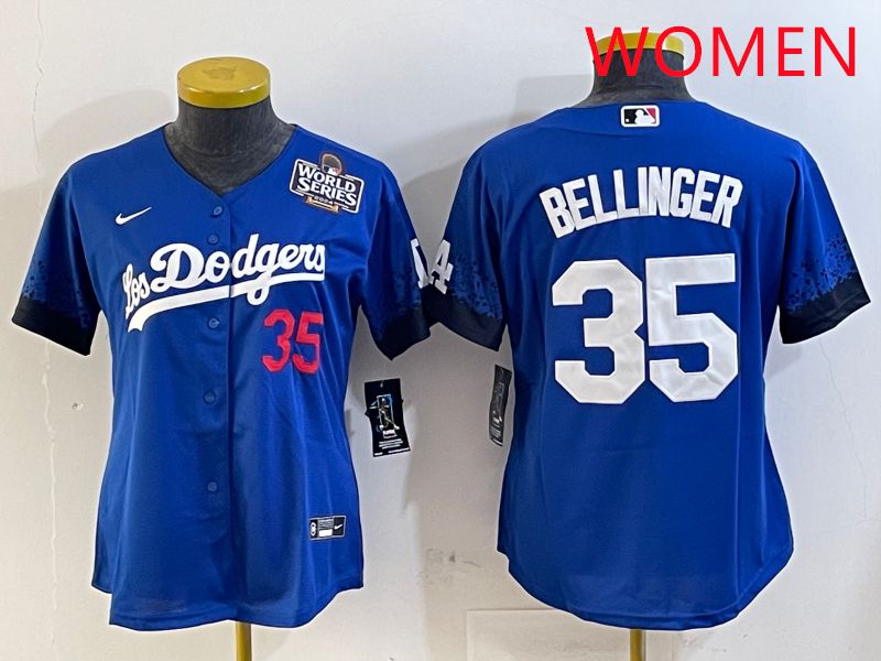 Women Los Angeles Dodgers 35 Bellinger Blue City Edition 2025 Nike MLB Jersey style 5